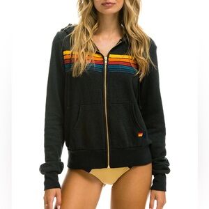 Aviator Nation Charcoal Gray 5 Stripe Hoodie - Large